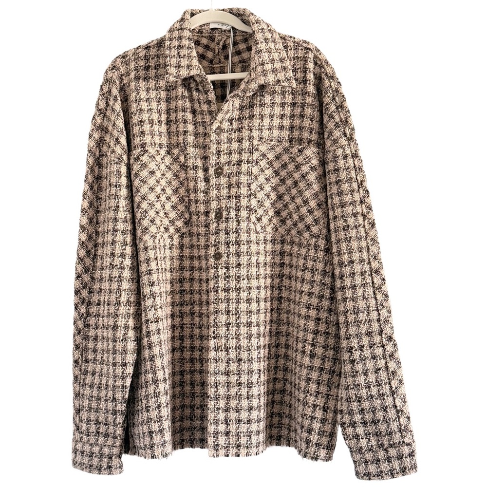 MNML Tweed Button-Up Shacket Large